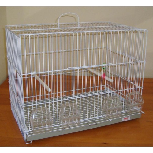Canary Breeding Cage with 4 Feeders White