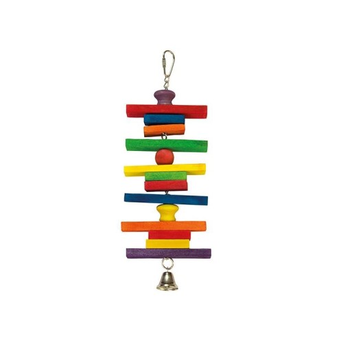 Colorful Wooden Bird Toy with Bell
