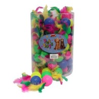 Pelota Con Plumas Cubo 100 Uds para Gatos
