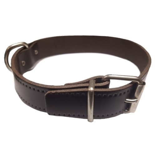 Collar de Cuero Cromo Flor para Mascotas