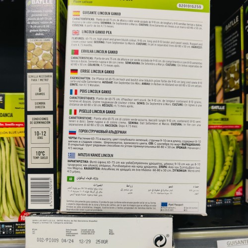 Lincoln Pea Seeds 250 Gr. - Sweet and Tender