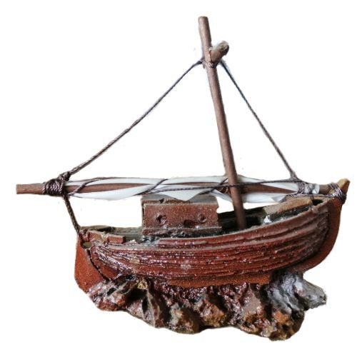 Barca Pesca Decoración 13 X 7 X 12 Cm para Acuarios