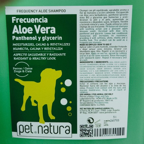 Champú Frecuencia Aloe Vera 250ml para Mascotas