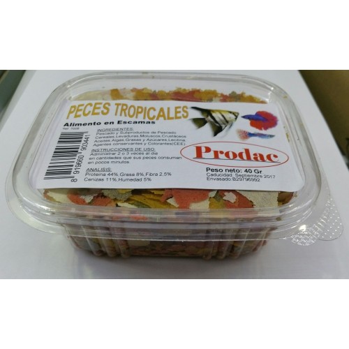 Peces Tropicales Prodac 40 Gr Alimentación Completa
