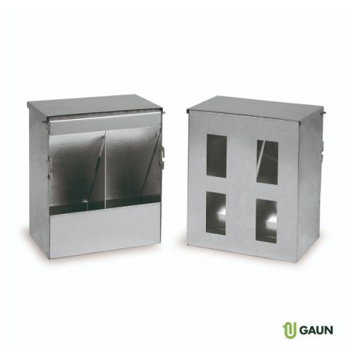 Double Feeder with Lid and Viewing Window for Pigeons
