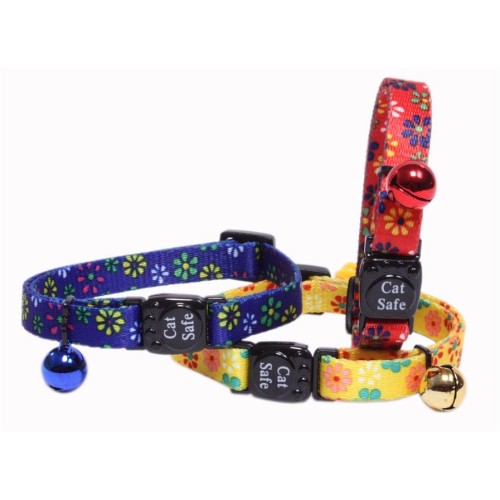 Collar Gato Nylon Flores 10x200mm. Estampado