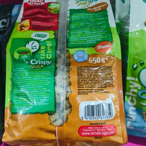 Crispy Snak Fibras 650g para Pequeños Mamíferos
