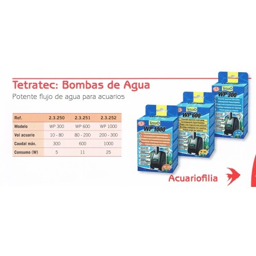 Bomba de Agua Tetratec WP600 para Acuarios