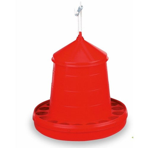 Red Plastic Hopper for Birds 4 Kg Capacity