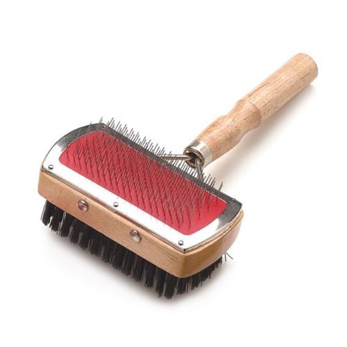 Double Brush with Wooden Handle for Dogs