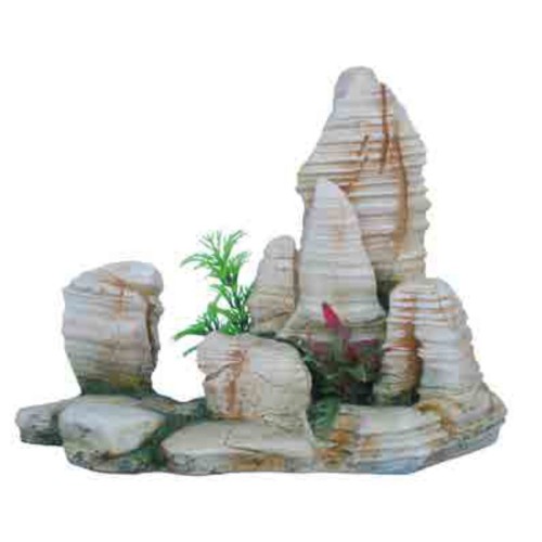 Decoracion Roca Con Planta 23x12x17cm.