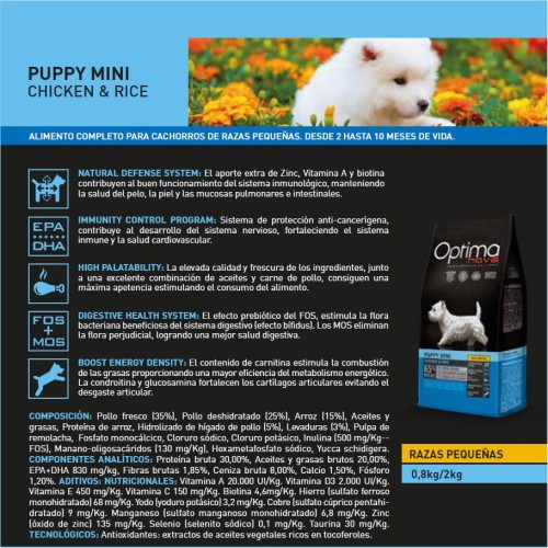 Optima Nova Puppy Mini Chicken and Rice 2kg