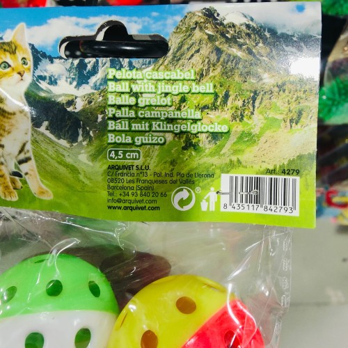 Pelota Cascabel 4.5cm Bolsa de 4 para Mascotas