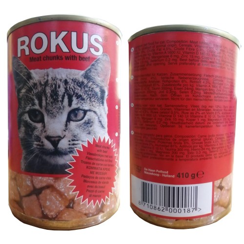 Lata Gatos Ternera Rokus 410 Gr.
