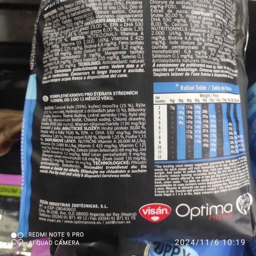 Optima Nova Puppy Medium Alimento para Perros Pollo 12 Kg