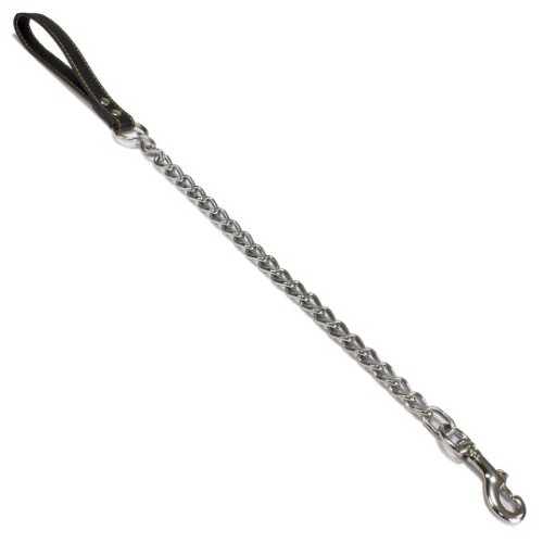 Black Metal and Leather Leash 2x1000mm