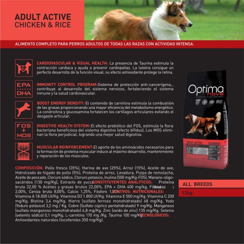 Optima Nova Adult Active Chicken Rice 12 Kg