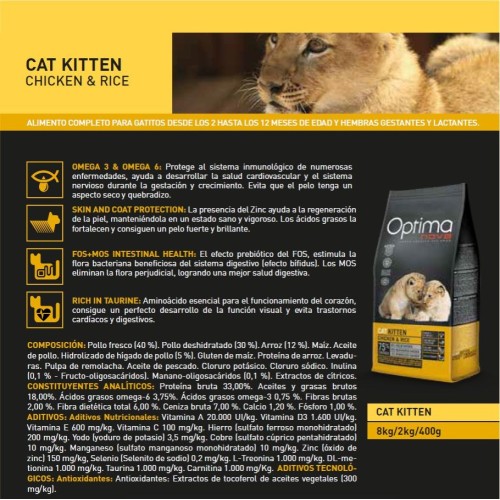 Alimento para Gatitos Optima Nova 8 Kg