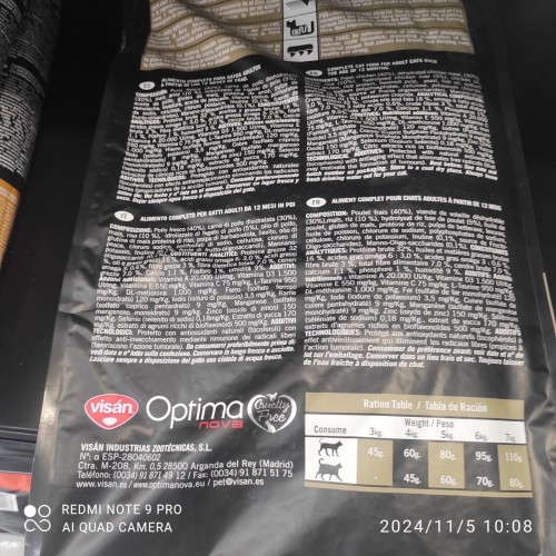 Optima Nova Cat Adult Pollo y Arroz Alimento Premium
