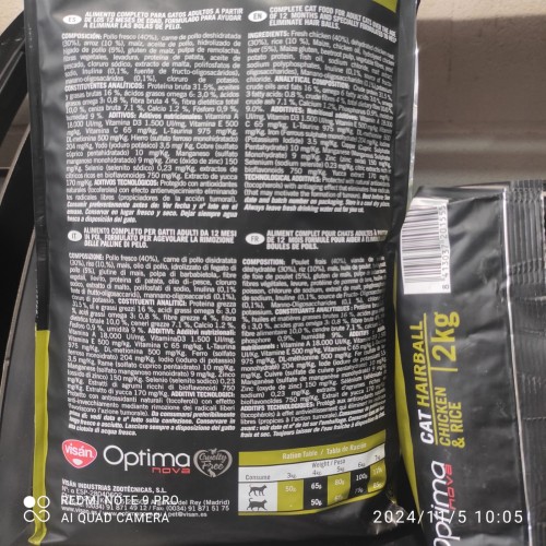 Alimento para Gatos Optima Nova Hairball 2 Kg