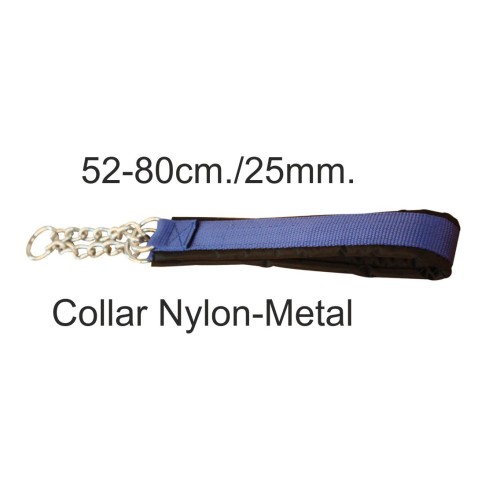 Collar Nylon Metal Azul Accesorio Duradero para Mascotas