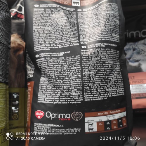 Optima Nova Gato Adulto Pollo Patata 2 Kg