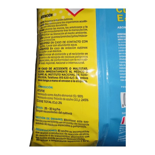 Azufre Cúprico Espolvoreo 1Kg para Salud del Jardín