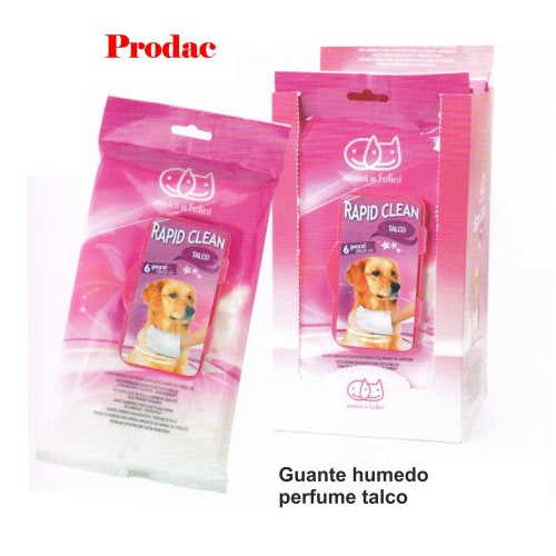 Convenient Talc Scented Wet Gloves for Pets 6 Units
