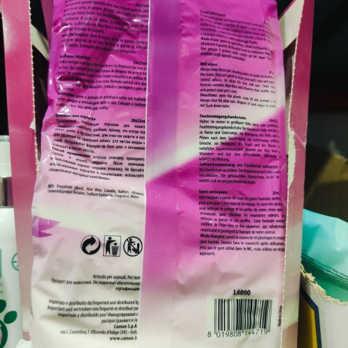 Convenient Talc Scented Wet Gloves for Pets 6 Units