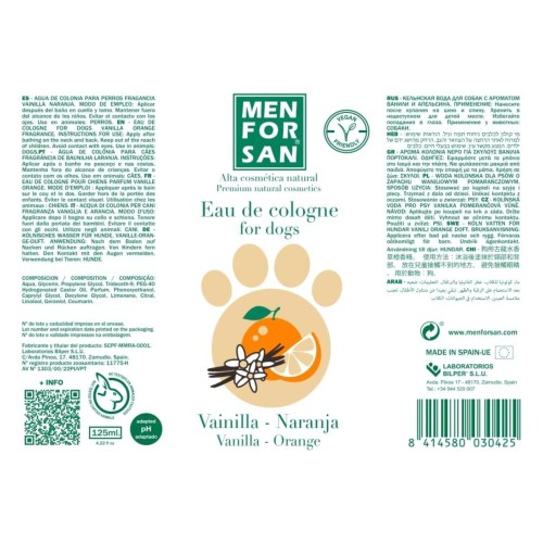 Menforsan Vanilla Orange Cologne for Dogs 125ml
