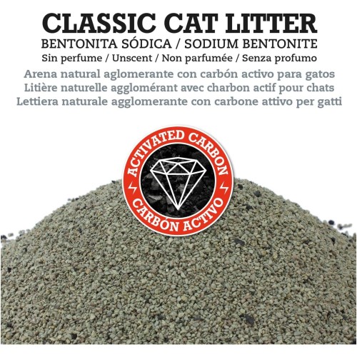 Arena Natural Bentonita Carbon Activo 10 Kg Arena Premium para Gatos