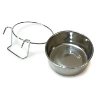 Comedero de Acero Inoxidable para Loro 8cm con Gancho