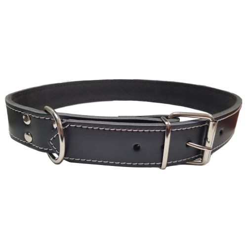 Collar de Cuero Cosido Negro para Perros Grandes 85cm