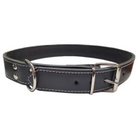 Collar de Cuero Cosido Negro para Perros Grandes 85cm