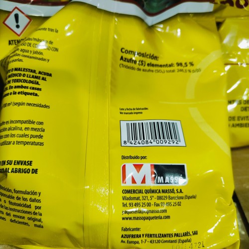 Azufre Espolvoreo Massó 1 Kg Protección Efectiva para Plantas