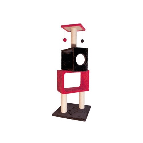 Red and Black Cat Scratching Post 50x50x124cm