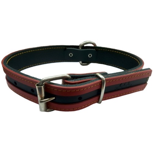 Brown & Beige Leather Dog Collar 40x3cm