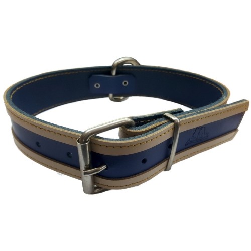 Brown & Beige Leather Dog Collar 40x3cm