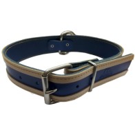 Brown & Beige Leather Dog Collar 40x3cm