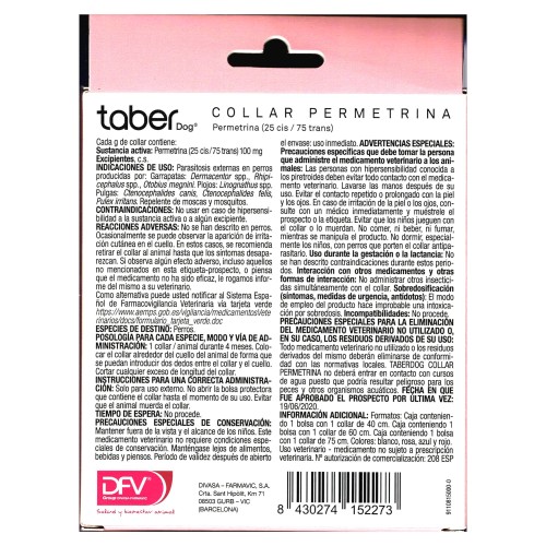 Taberdog Collar Permethrin 60cm Blue