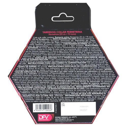 Collar Antiparasitario para Perros con Permetrina 40cm