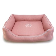 Cama Cuadrada Rosa Con Huella Y Ribete 70x55x19cm