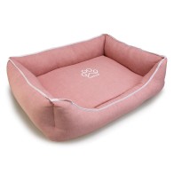 Cama Cuadrada Rosa Con Huella Y Ribete 70x55x19cm