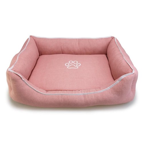Cama Cuadrada para Perros Rosa con Huella 85x68x21cm