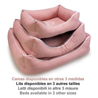 Cama Cuadrada para Perros Rosa con Huella 85x68x21cm