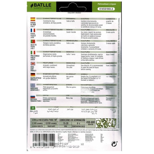Flat Leaf Parsley Seed Pack