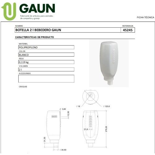 Gaun 2 Liters Pet Drinking Bottle