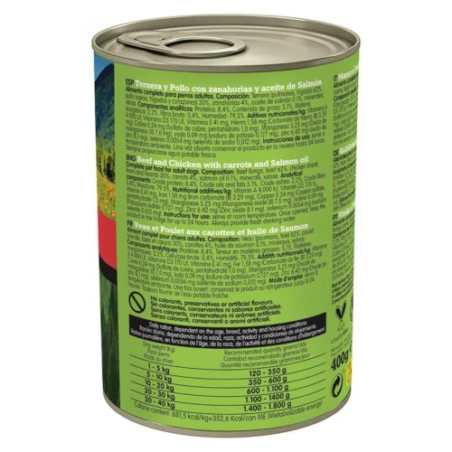 Lata Ternera y Pollo con Zanahorias 400gr. para Perros