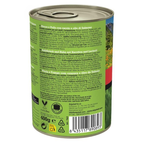 Lata Ternera y Pollo con Zanahorias 400gr. para Perros