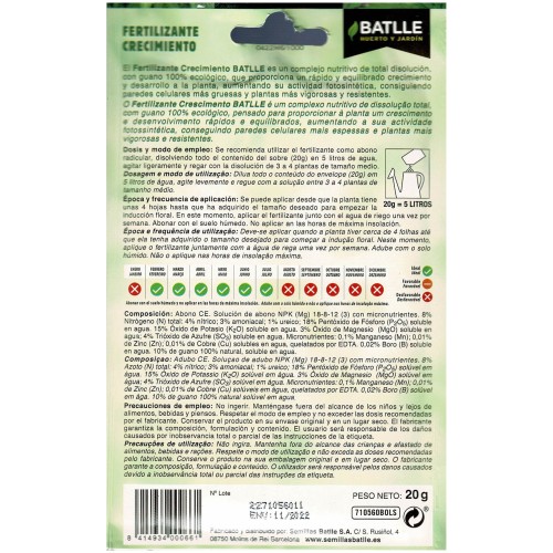 Batlle Growth Fertilizer Pouch for 5 L